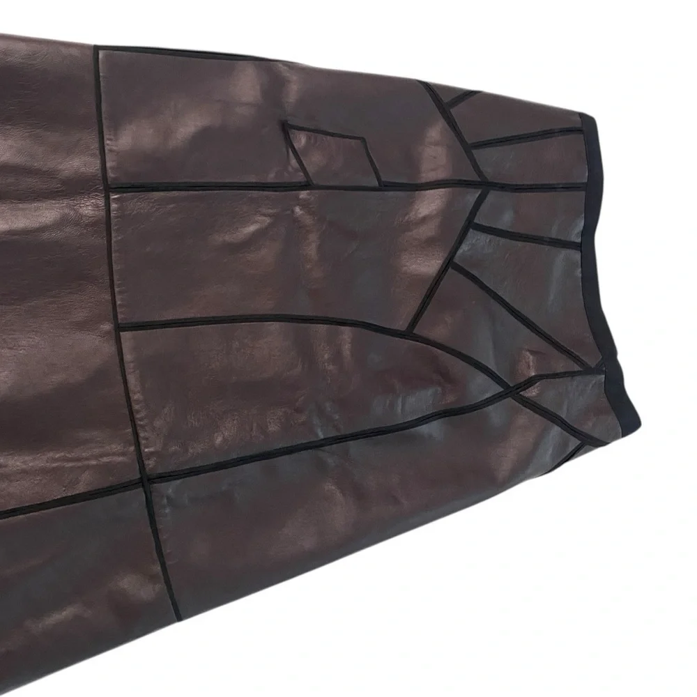 J. Mendel Brown Leather Midi Skirt